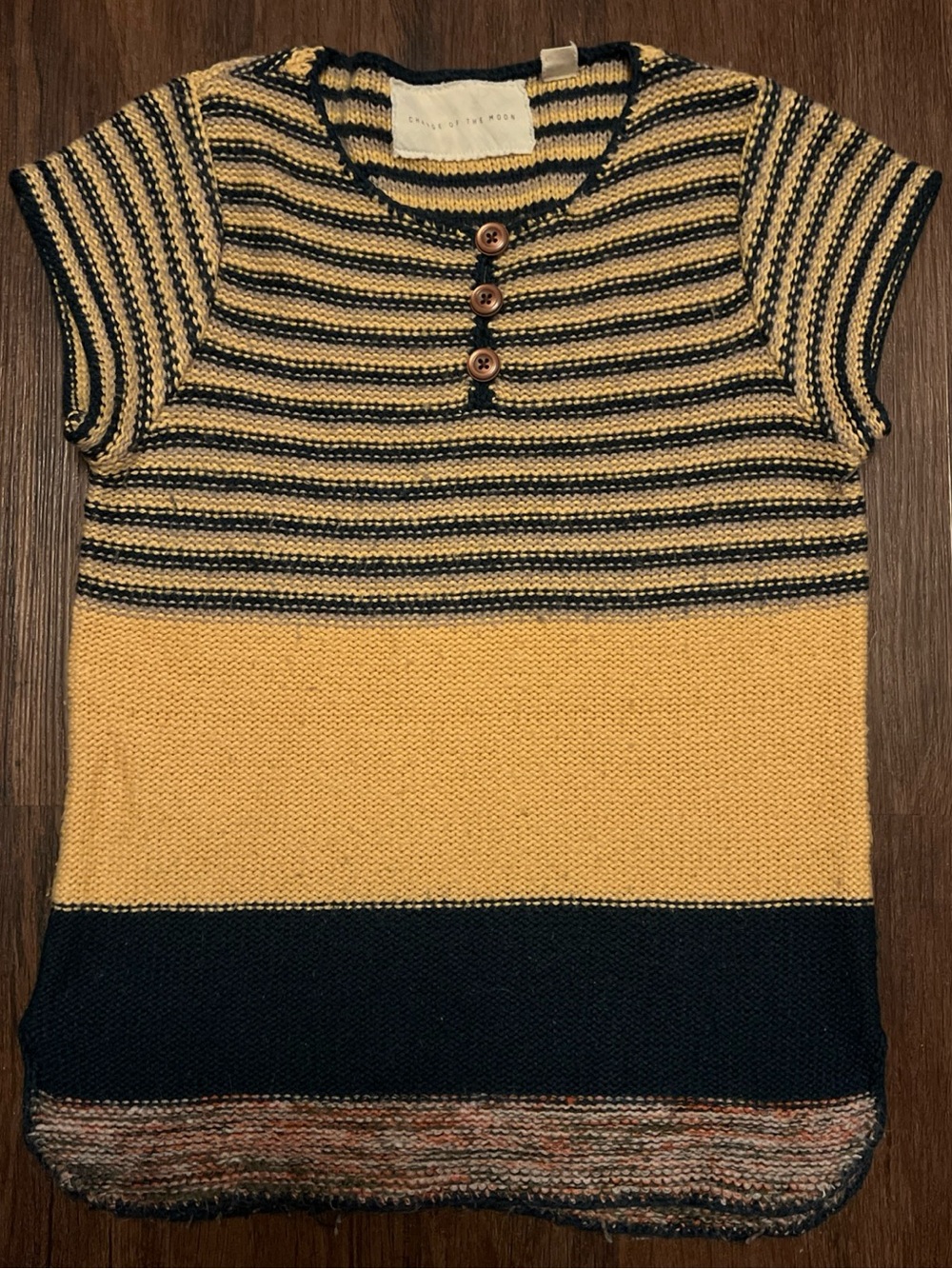 Anthropologie Yellow & Navy Striped Knit Tee